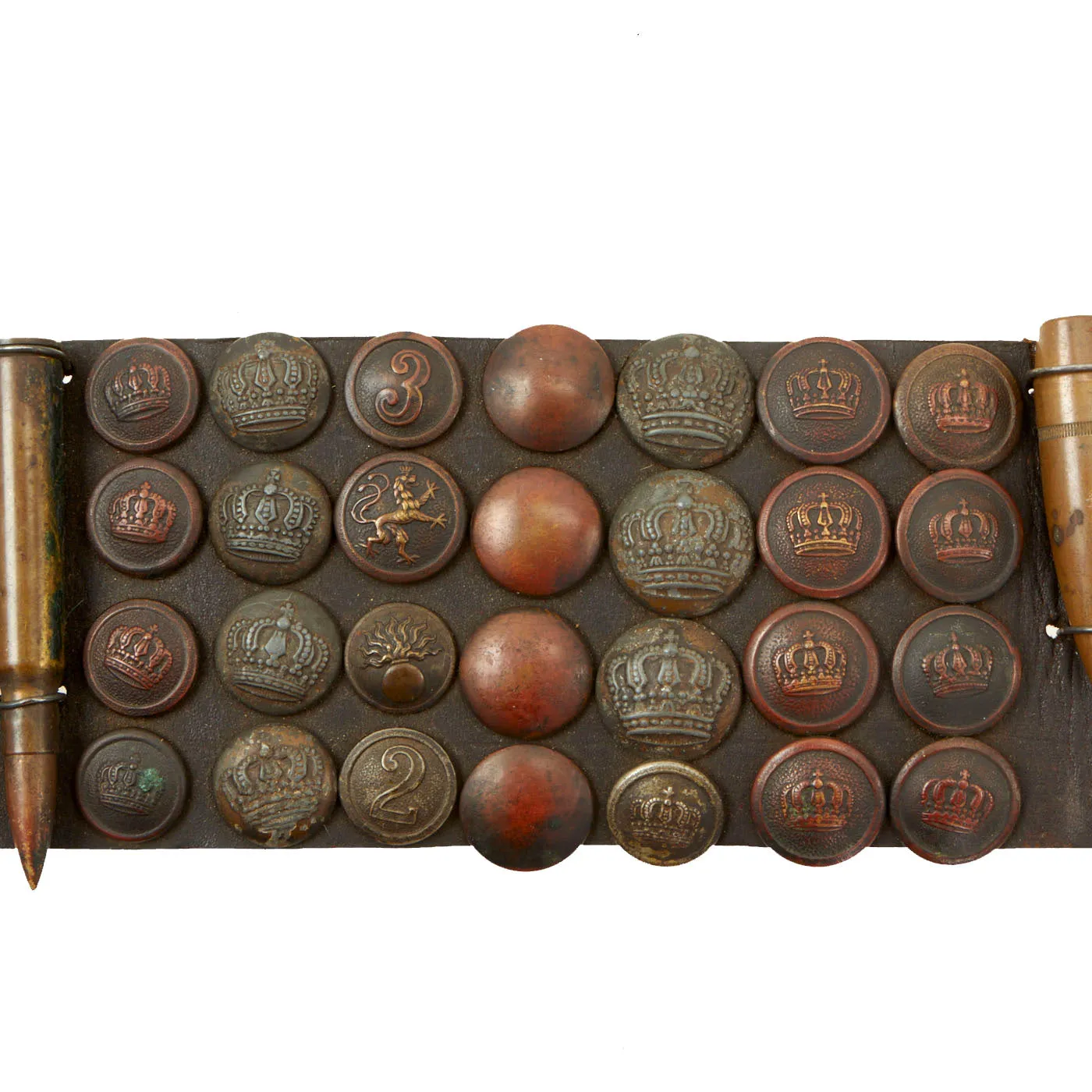 Original Imperial German WWI Hate Belt with Gott Mit Uns Prussian Buckle and 126 Attached Items - With Display Case