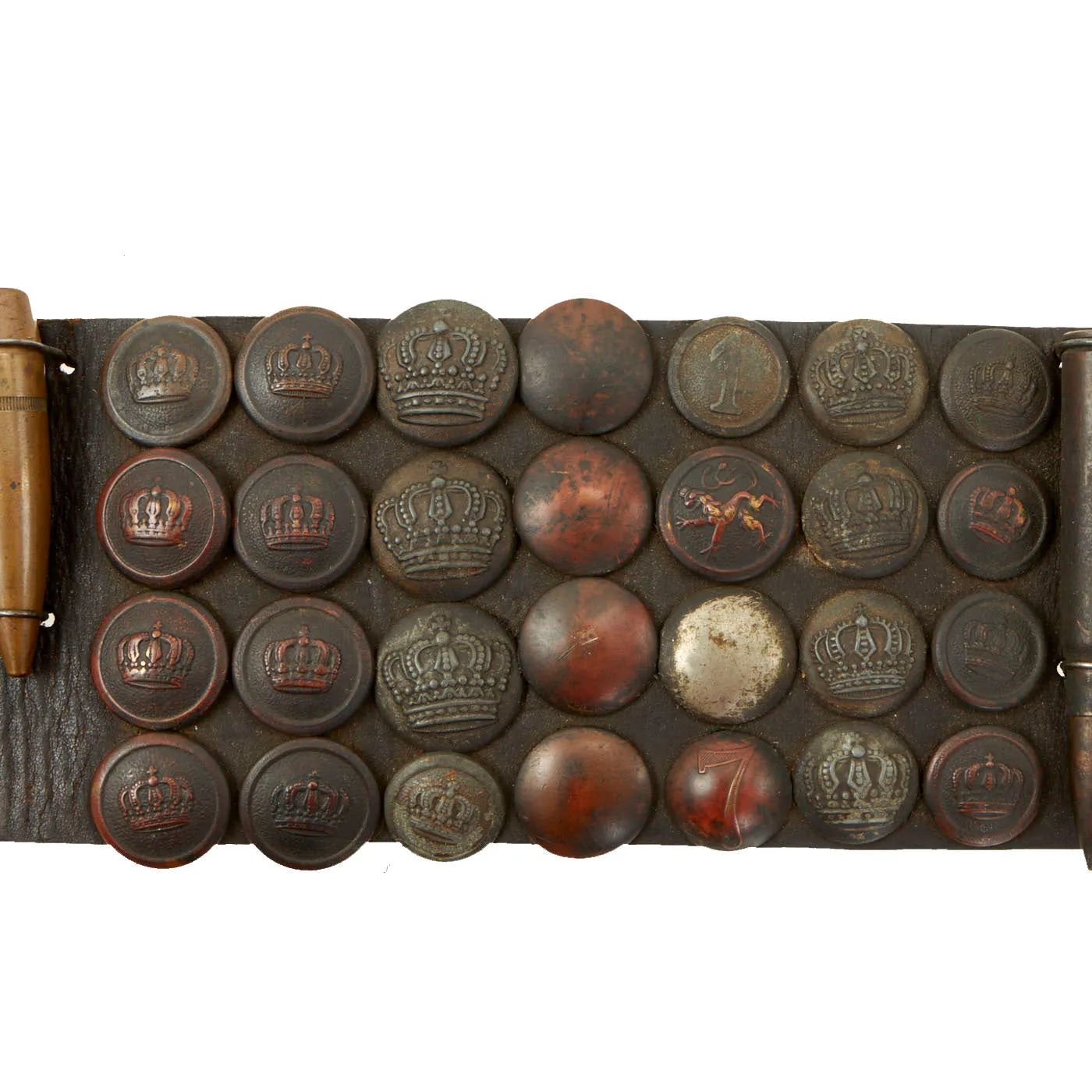 Original Imperial German WWI Hate Belt with Gott Mit Uns Prussian Buckle and 126 Attached Items - With Display Case