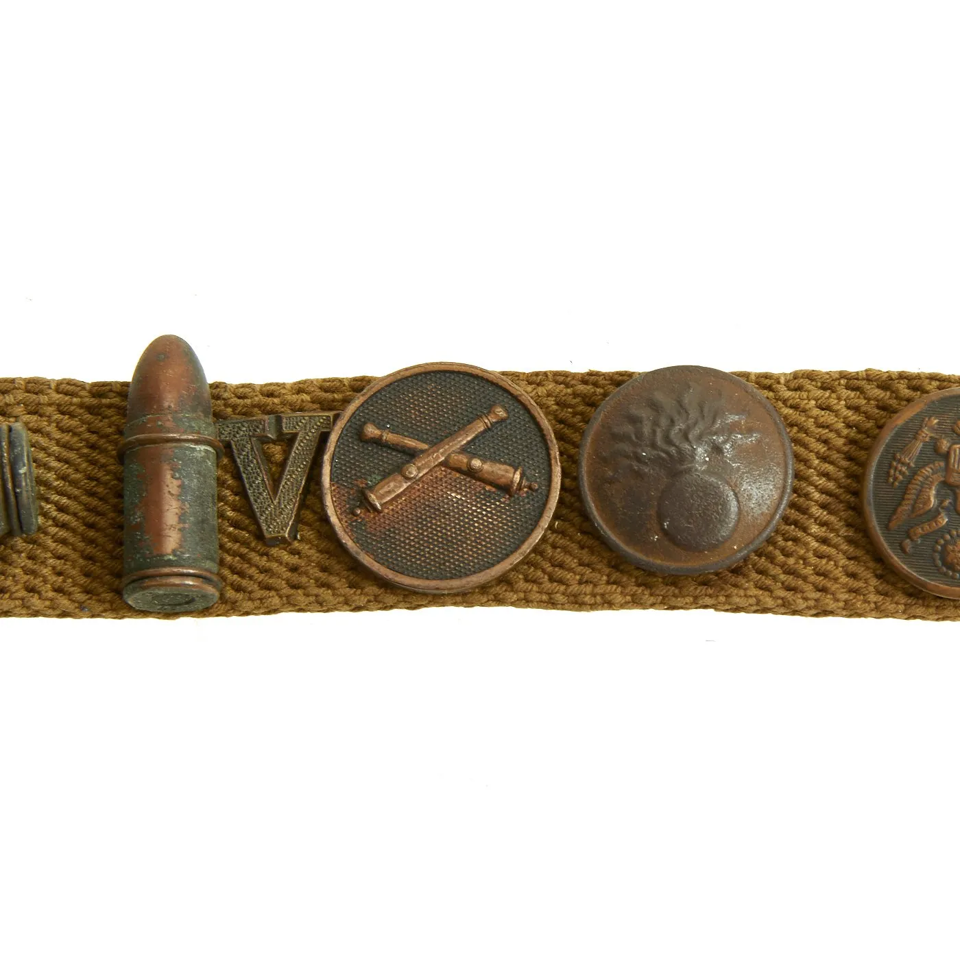 Original U.S. WWI Hate Belt made from U.S. Trouser Belt with 29 Attached Items