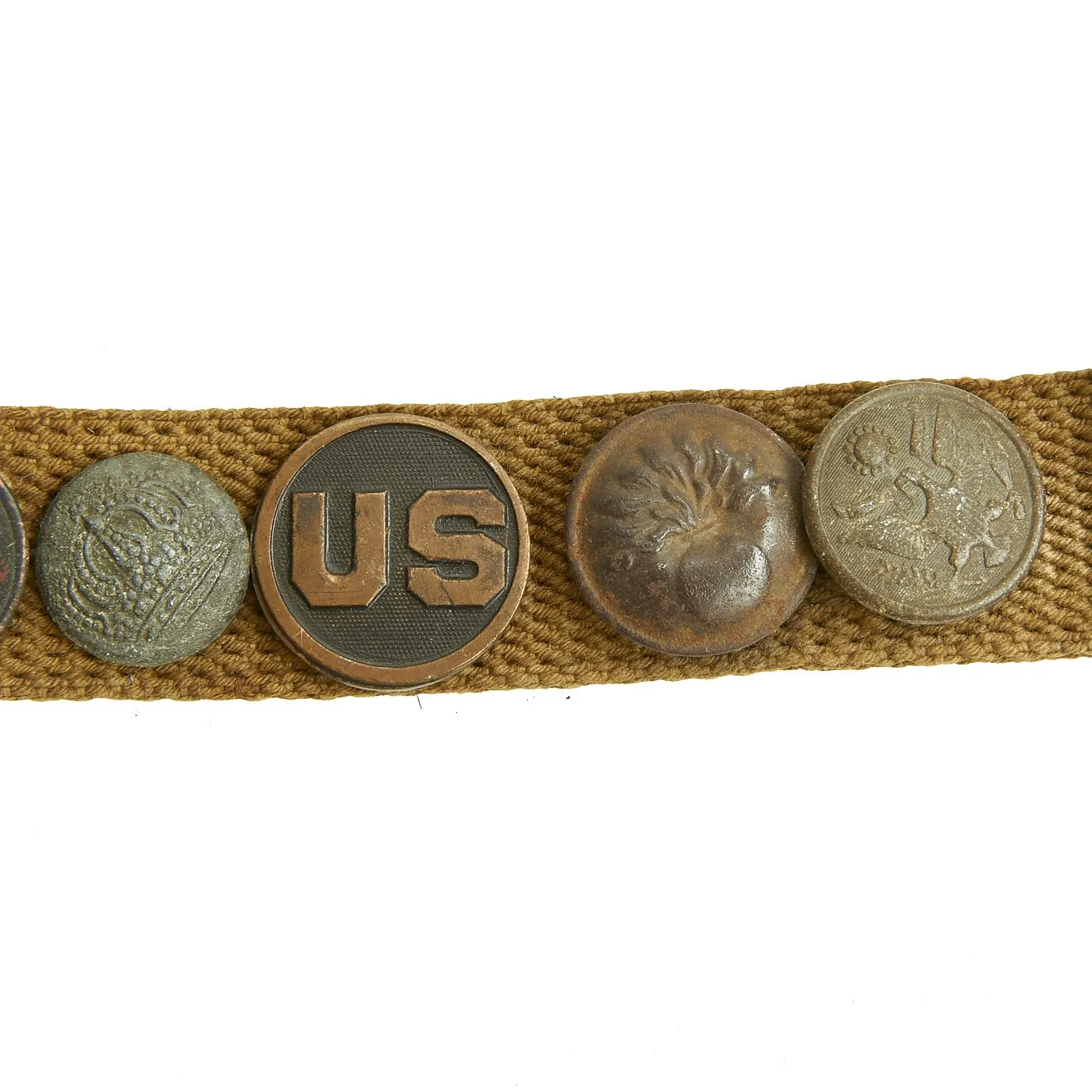 Original U.S. WWI Hate Belt made from U.S. Trouser Belt with 29 Attached Items