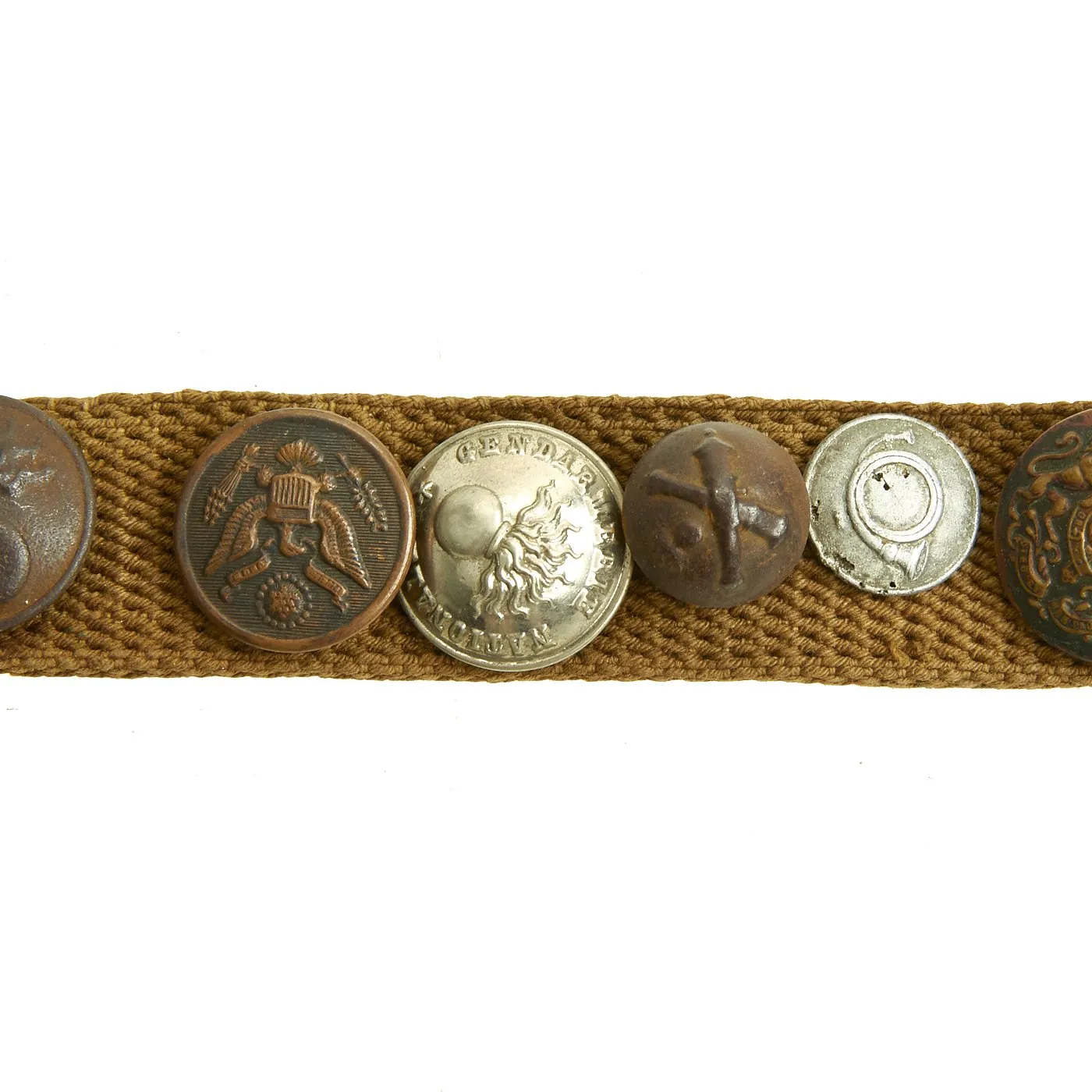 Original U.S. WWI Hate Belt made from U.S. Trouser Belt with 29 Attached Items