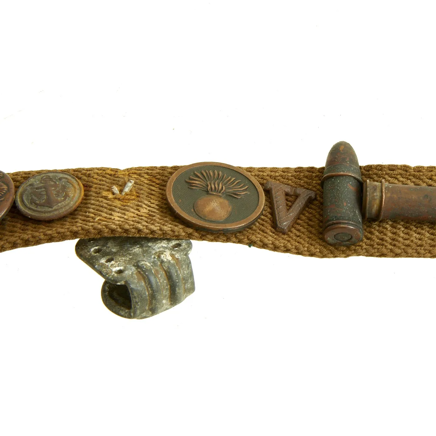 Original U.S. WWI Hate Belt made from U.S. Trouser Belt with 29 Attached Items