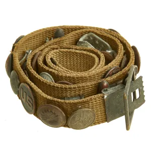 Original U.S. WWI Hate Belt made from U.S. Trouser Belt with 29 Attached Items