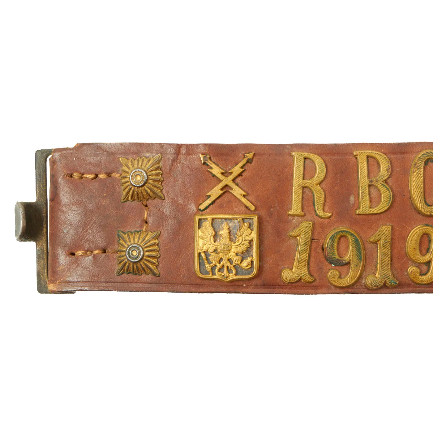 Original U.S. WWI Imperial German Hate Souvenir Belt With 53 Attached Items and U.S. Soldier Photo