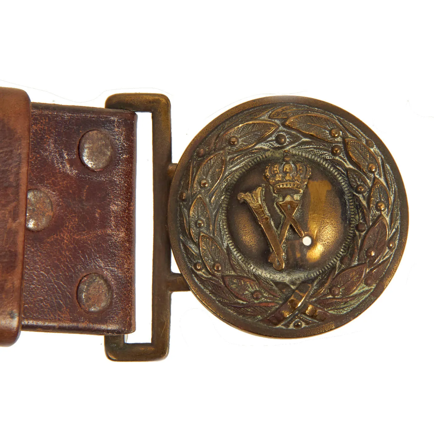 Original U.S. WWI Imperial German Hate Souvenir Belt With Prussian Officer Buckle and 2 Attached Items