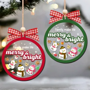 Personalized Shaker Snowman Christmas Ornaments for Family Members, Pet Dog Cat CF147