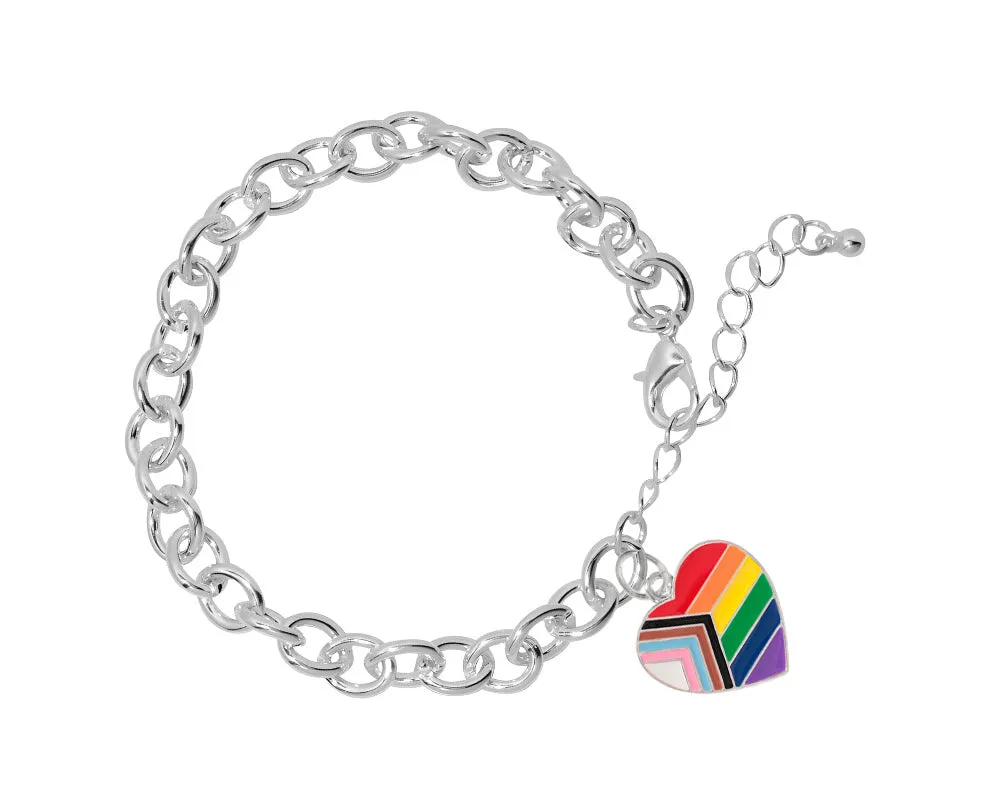 Quasar Heart Flag Chunky Charm Bracelets