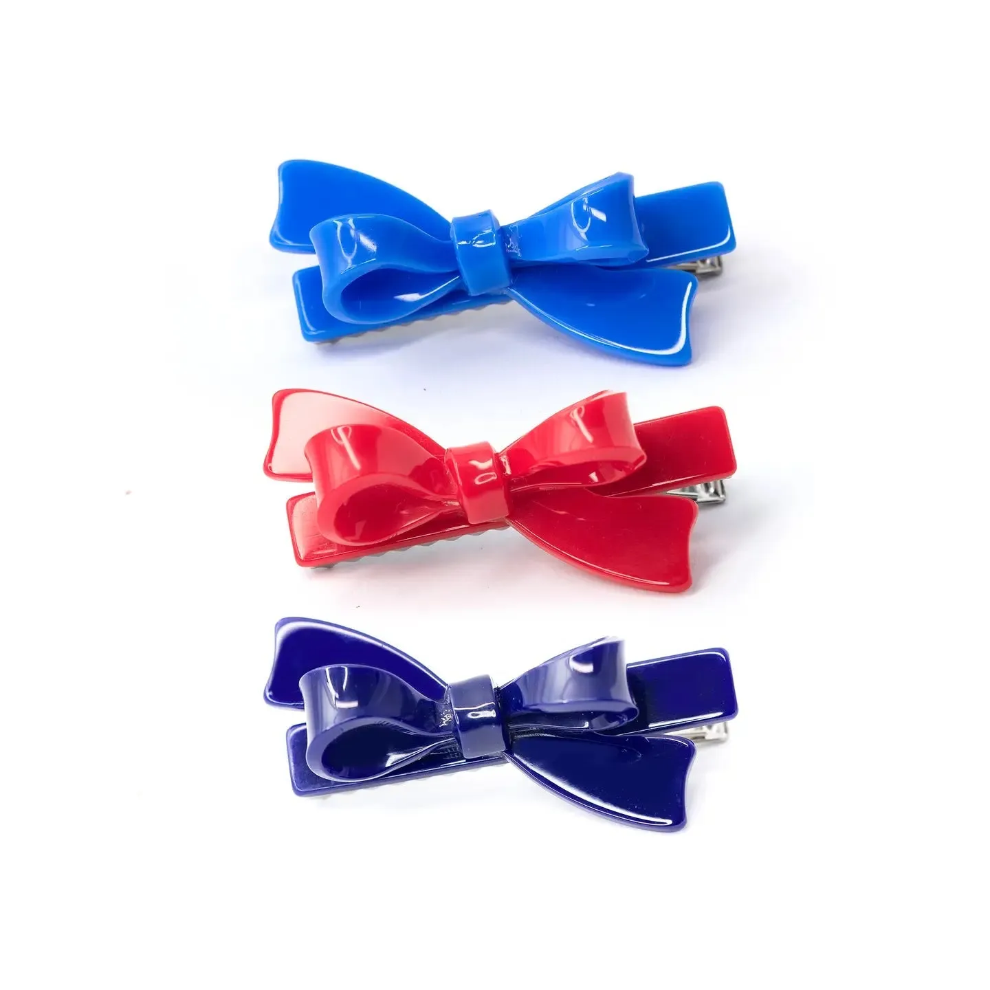 Red, Blue and Navy Bow Hair Clips