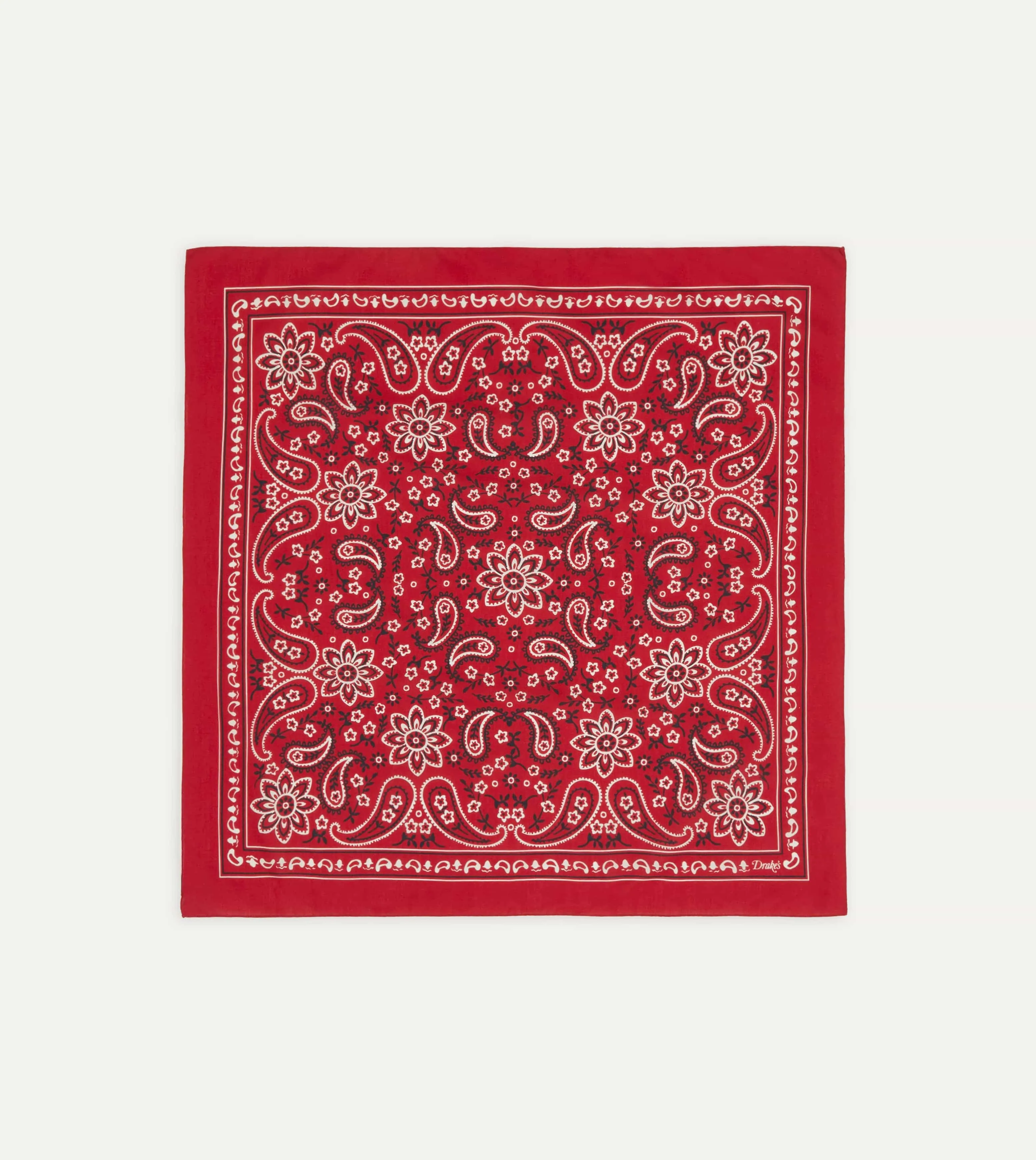 Red Paisley Print Cotton Bandana