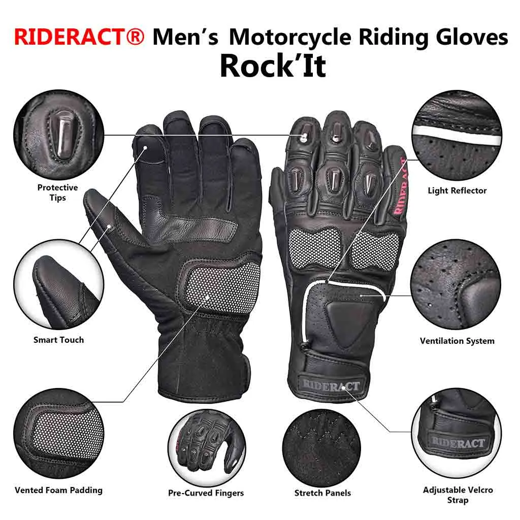 RIDERACT® Men Summer Motorcycle Gloves Rock’It Riding Gloves