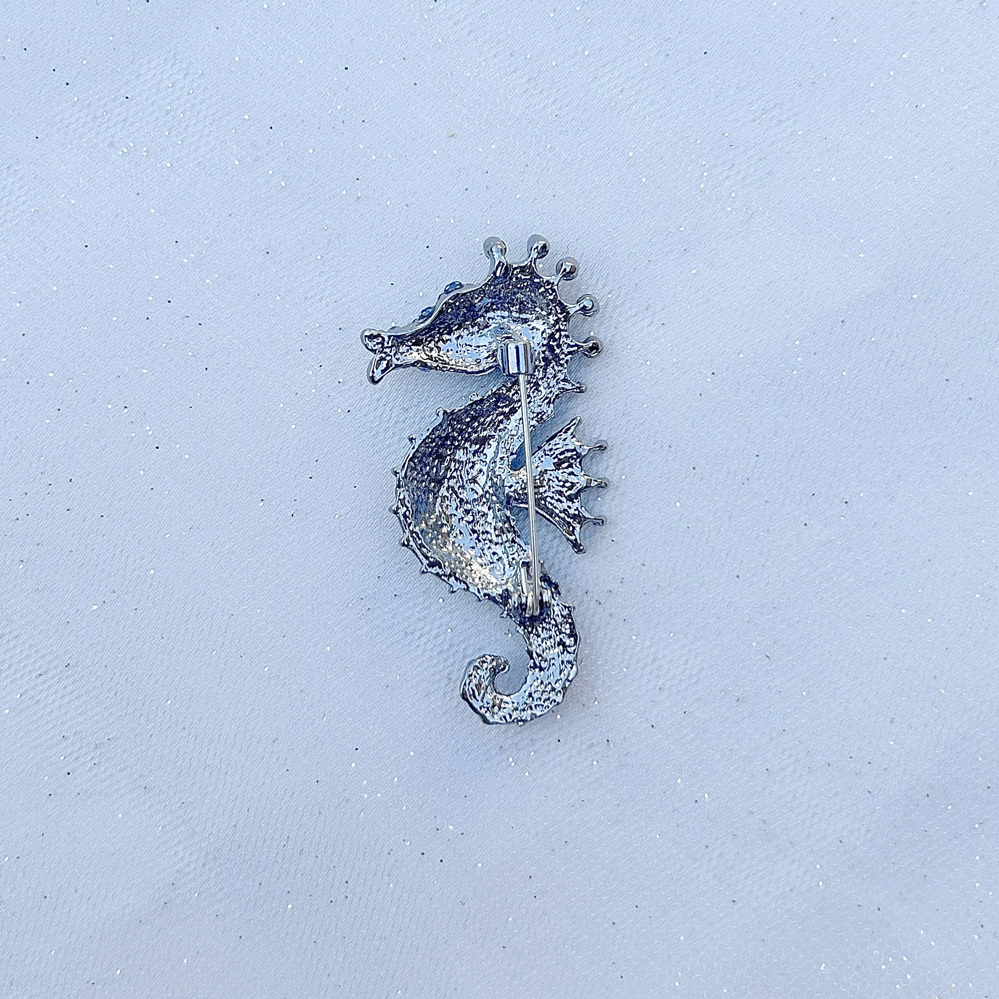 Seahorse Brooch Sea Horse Pin Blue Brooch Crystal Brooch