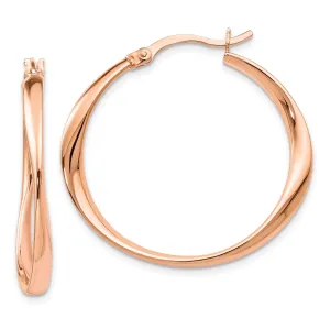 Silver Rose Gold-plated Polished Hoop Earrings