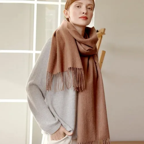 Solidlove 100% Wool Winter Scarf Women Scarves Adult Solid  Luxury