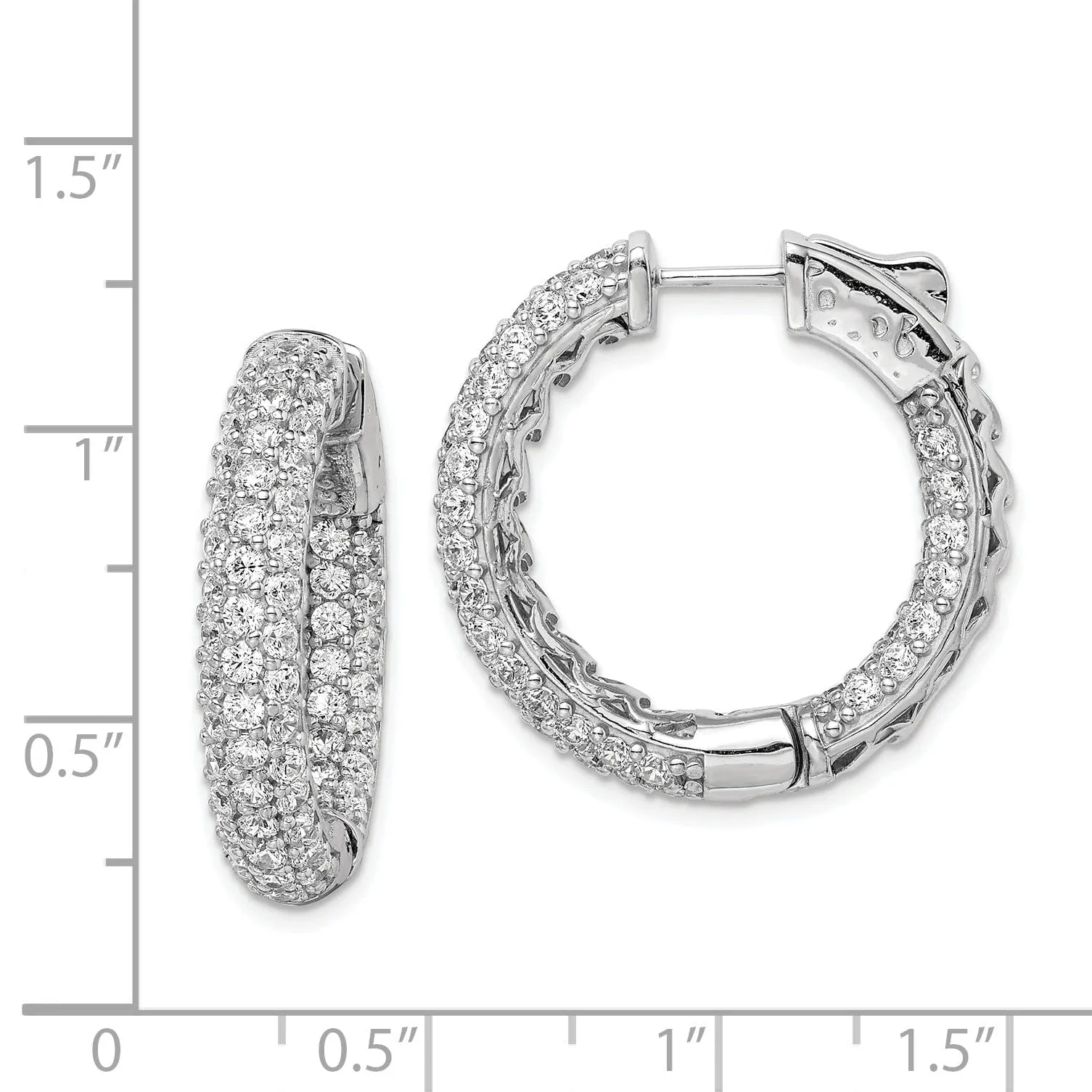 Sterling Silver Pave CZ Hoop Earrings