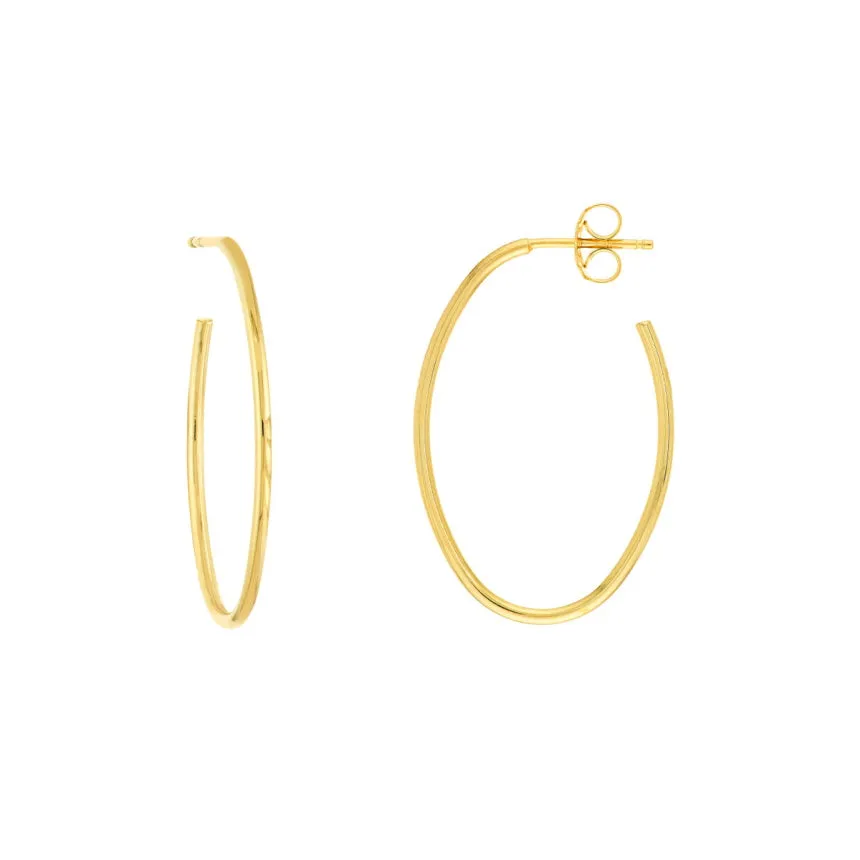 Thin Oval Hoop Earrings