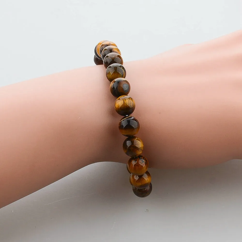 Tiger Eye Love Buddha Natural Stone Bracelet For Women & Men