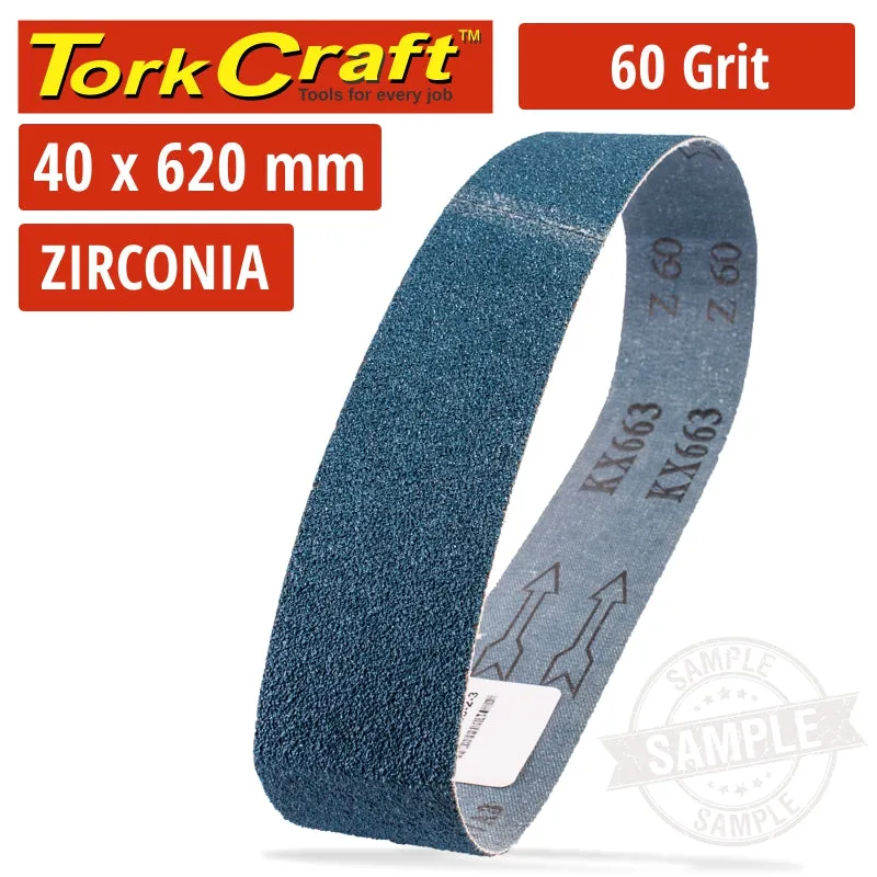 TORK CRAFT 60 GRIT ZIRCONIA SANDING BELTS 40MMX620MM MY3025-2-3