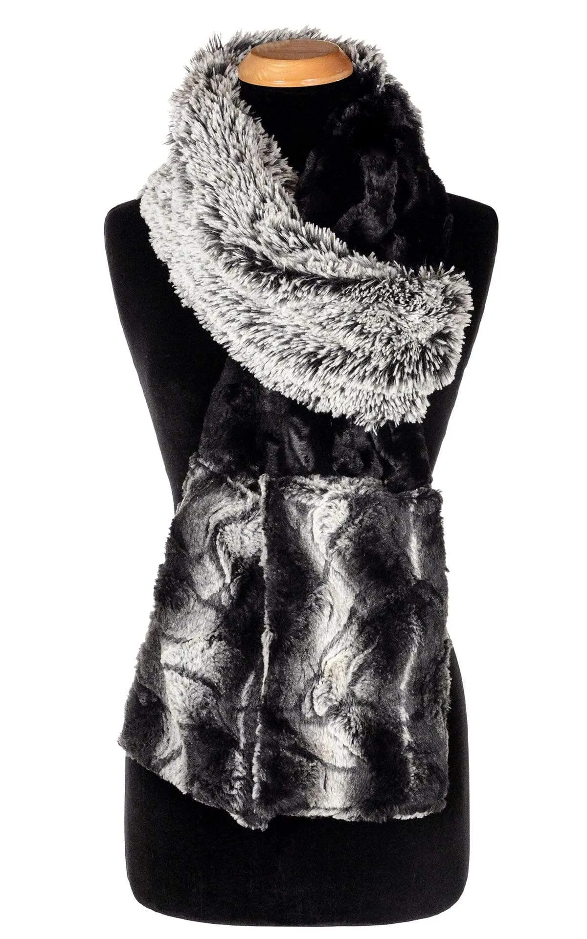 Tri-Color Scarf - Silver Tipped Fox in Black / Cuddly Black / Honey Badger  - Sold Out!