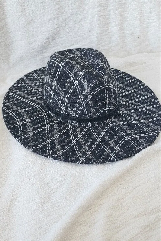 TWEED FEDORA WIDE BRIM BOHO HAT FOR WINTER