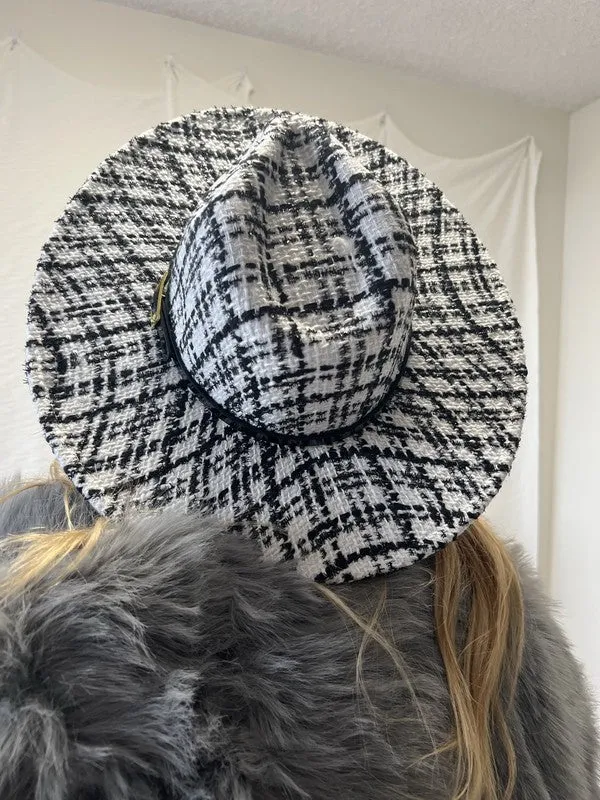 TWEED FEDORA WIDE BRIM BOHO HAT FOR WINTER