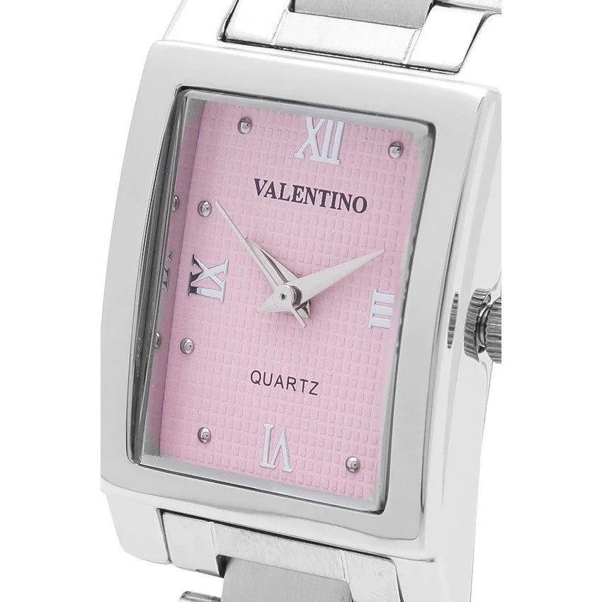 Valentino 20121783-SILVER - PINK ROMAN SHEEN IP WHITE STYLE STAINLESS BAND Strap Watch for Women