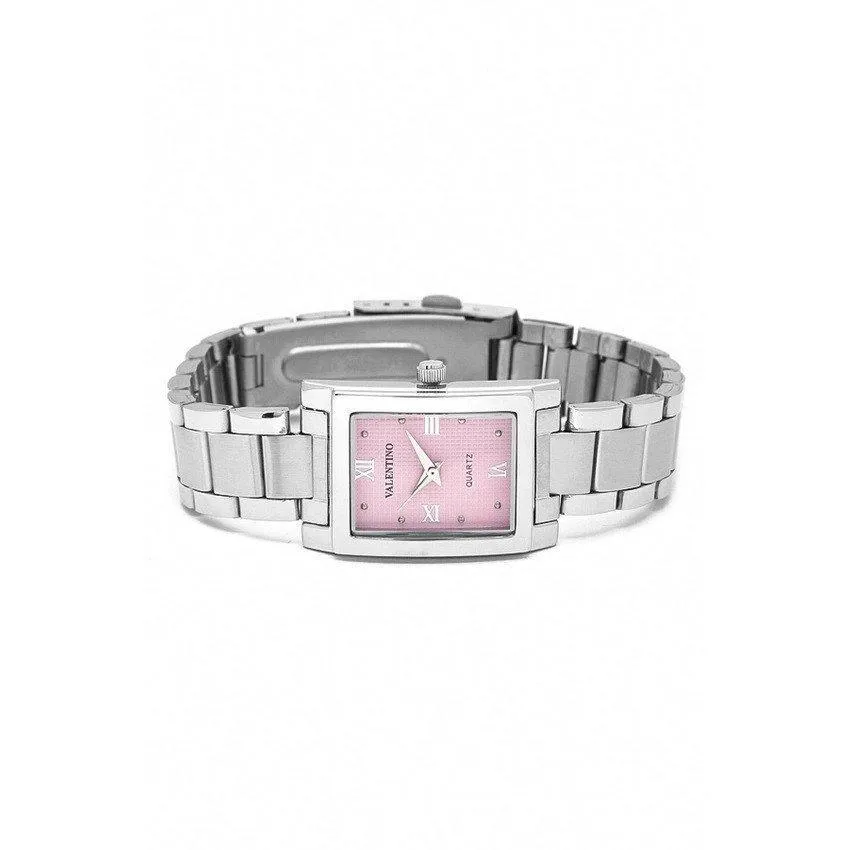 Valentino 20121783-SILVER - PINK ROMAN SHEEN IP WHITE STYLE STAINLESS BAND Strap Watch for Women