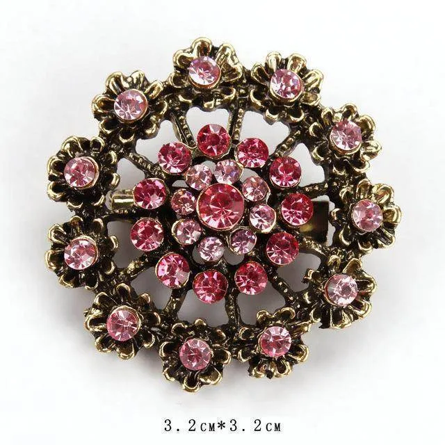 Vintage Gold Crystal  Antique Brooch Pins