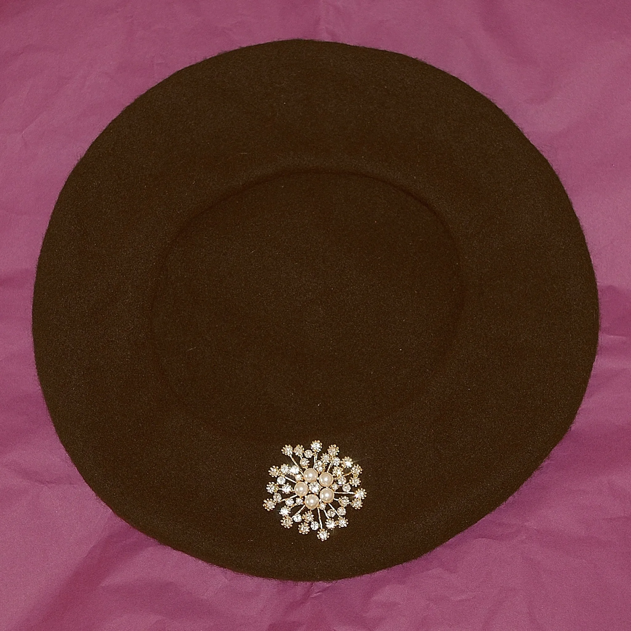 Vintage Hat with Pearl Brooch