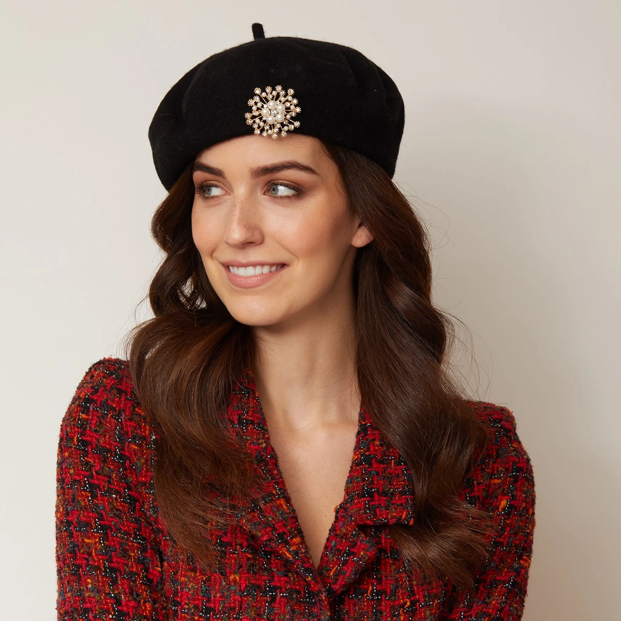 Vintage Hat with Pearl Brooch