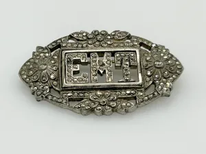 Vintage Monogram "EMT" Brooch with Marcasites