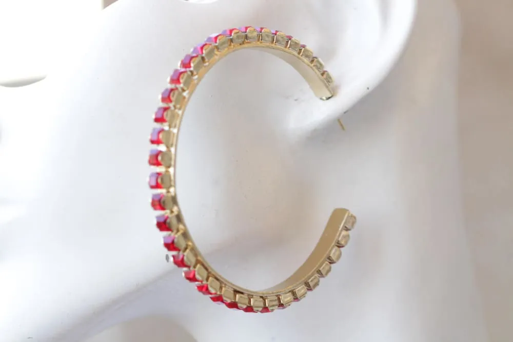 WHITE HOOP EARRINGS