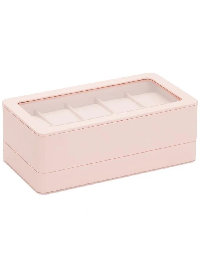 WOLF Smart Storage 6 Piece Watch Box - Strap Tray - Rose Quartz - Charge Station