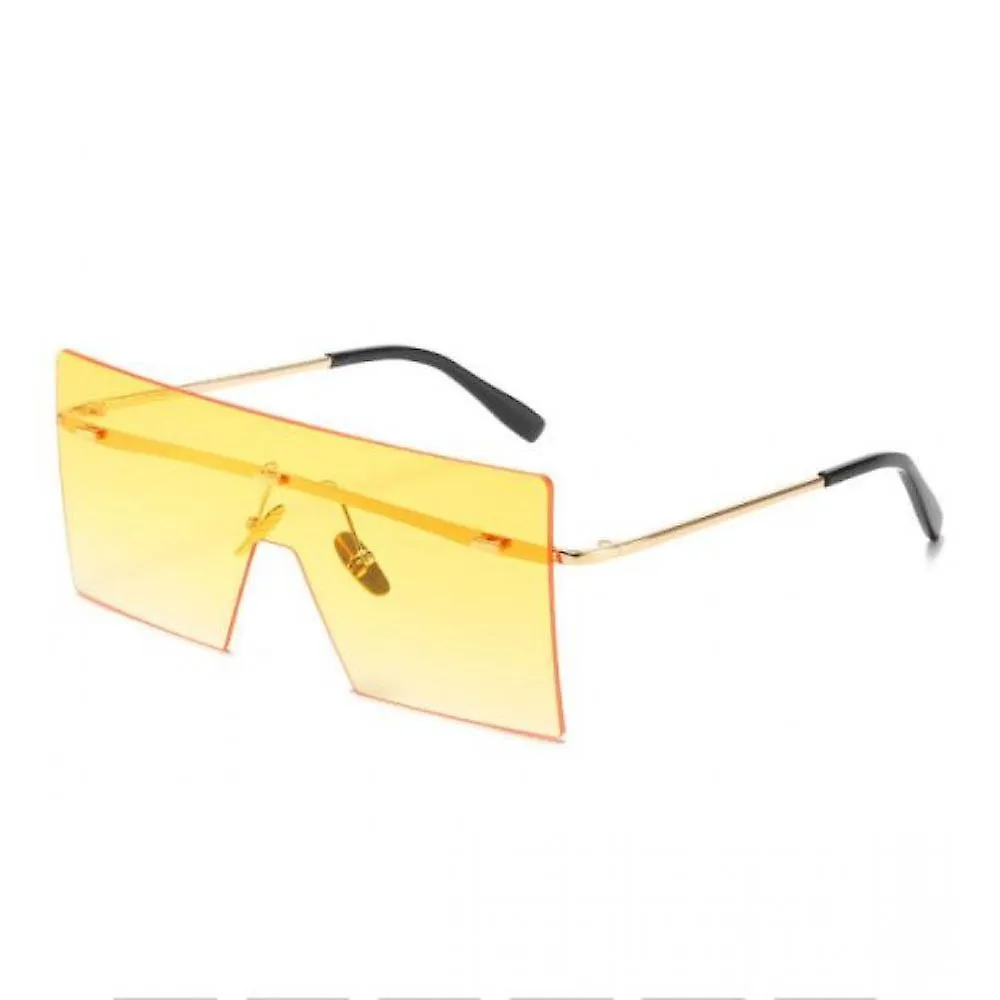 Yellow Oversized Square Rimless Sunglasses Unisex